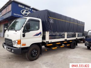 xe tải hyundai Hd120sl tải trọng 8 tấn, xe màu trắng, thùng mui bạt, dài 6.3 m